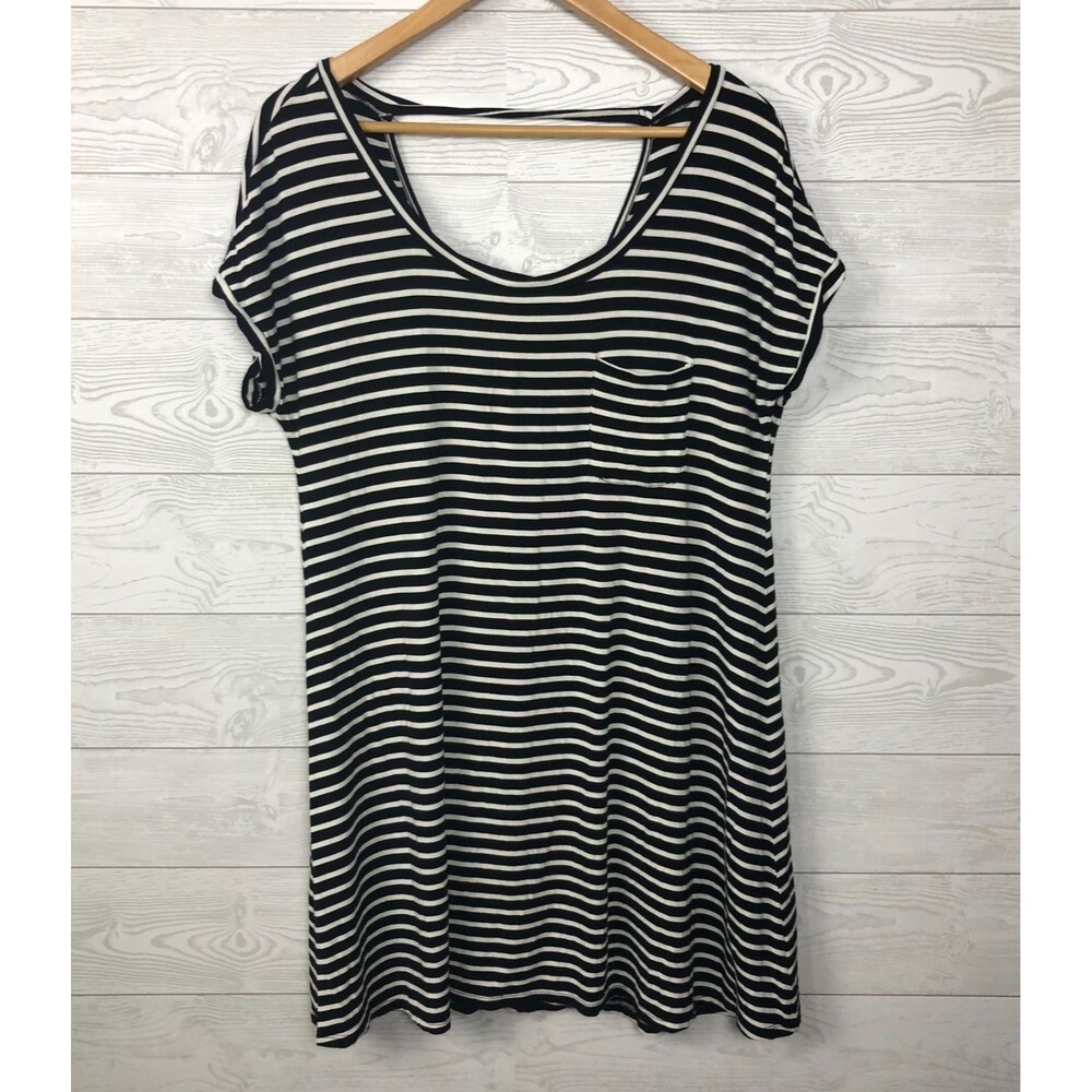 American Eagle Women's Medium Striped Short Sleeve T Shirt Dress Scoop Back
